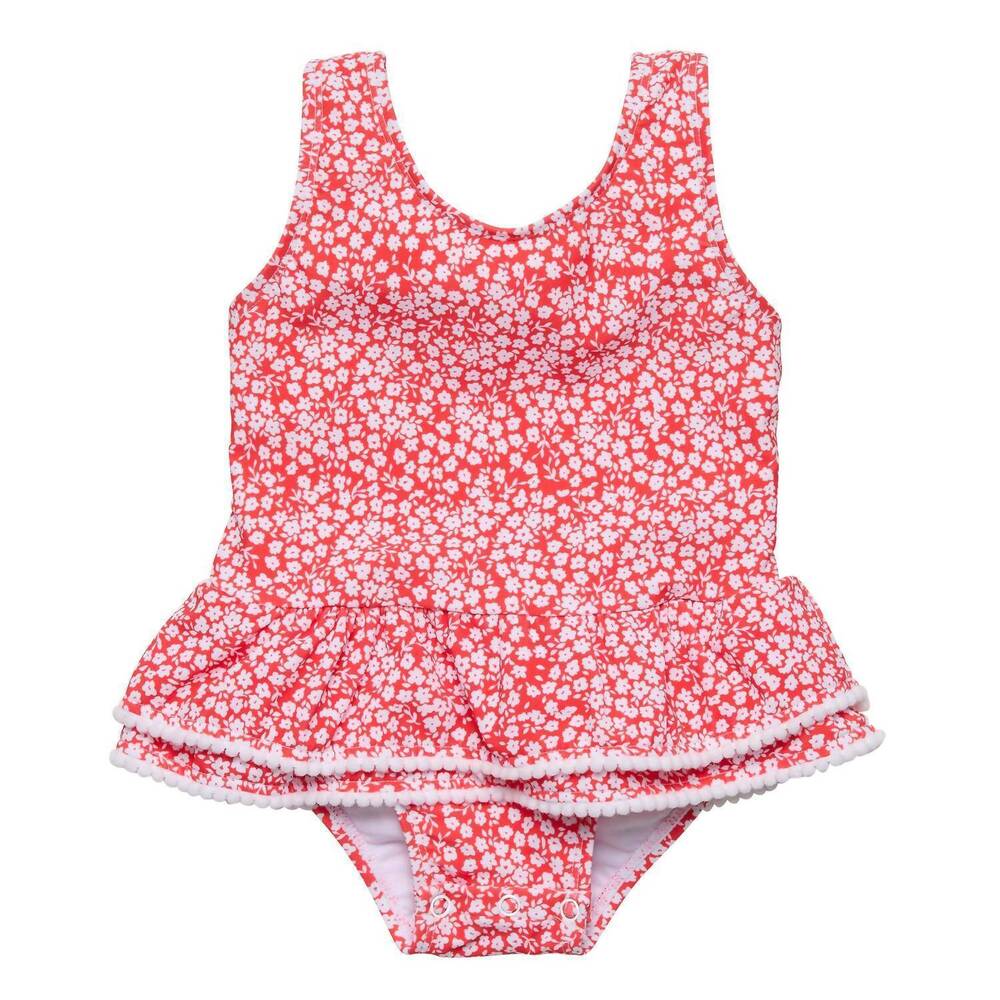 NEW SNAPPER ROCK girl's ditsy bloom skirt swimsuit in red